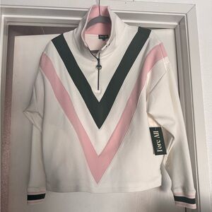 Fore All Pink and White Quarter zip